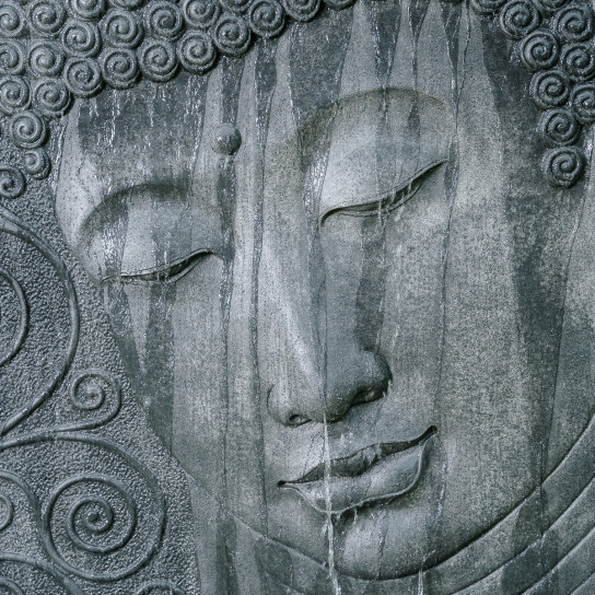Gran fuente con el rostro en relieve de Buda 165cm