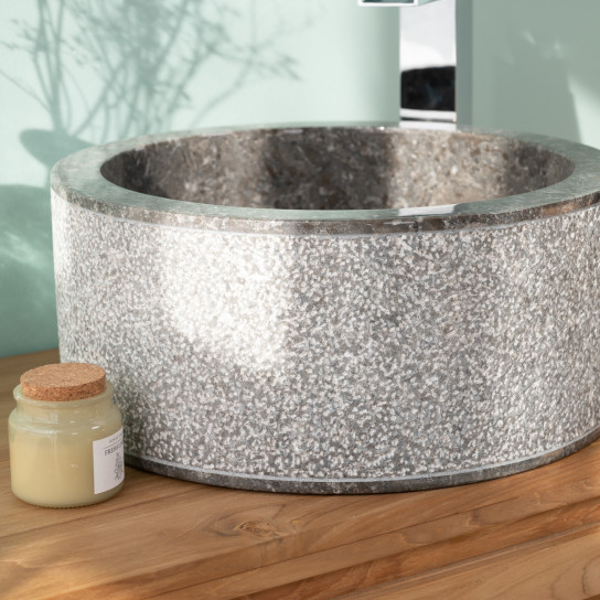 Lavabo 35 cm cuarto de baño de mármol Elba gris
