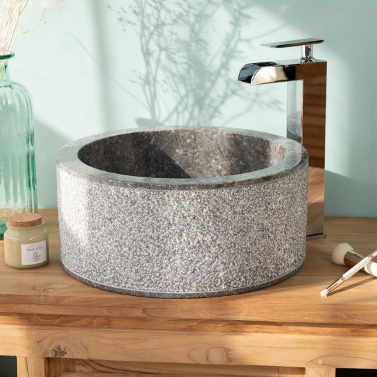 Lavabo 35 cm cuarto de baño de mármol Elba gris