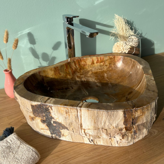 Lavabo de cuarto de baño de madera petrificada 40 cm