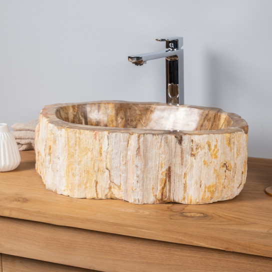 Lavabo de cuarto de baño encimera de madera fosilizada 53 cm
