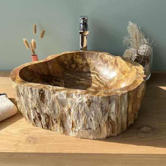 Lavabo de madera petrificada para cuarto de baño 45 cm