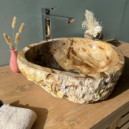 Lavabo de madera petrificada para cuarto de baño 45 cm
