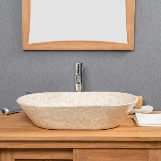 Lavabo de mármol cuarto de baño Eve crema 60 cm