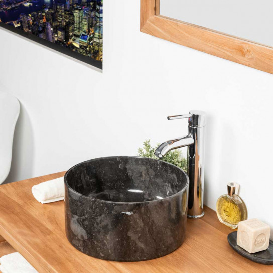 Lavabo de mármol cuarto de baño Ulysse 30 cm negro
