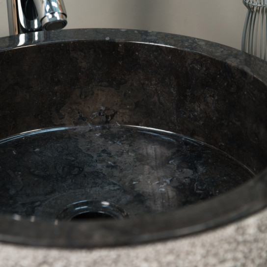 Lavabo de mármol para cuarto de baño Elba negro 40 cm