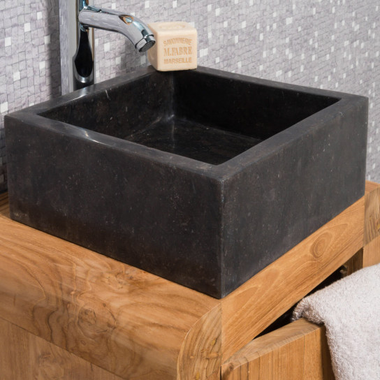 Lavabo de mármol para cuarto de baño milán negro 30 cm