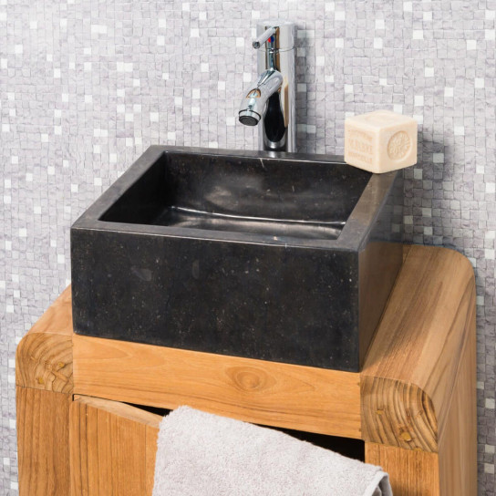 Lavabo de mármol para cuarto de baño milán negro 30 cm