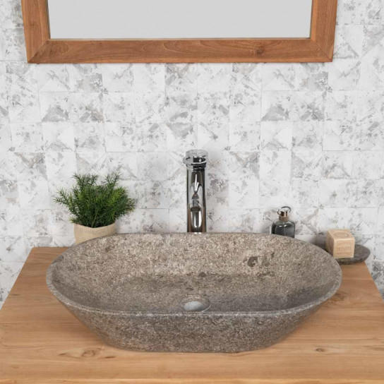 Lavabo encimera cuarto de baño Eve gris 60 cm