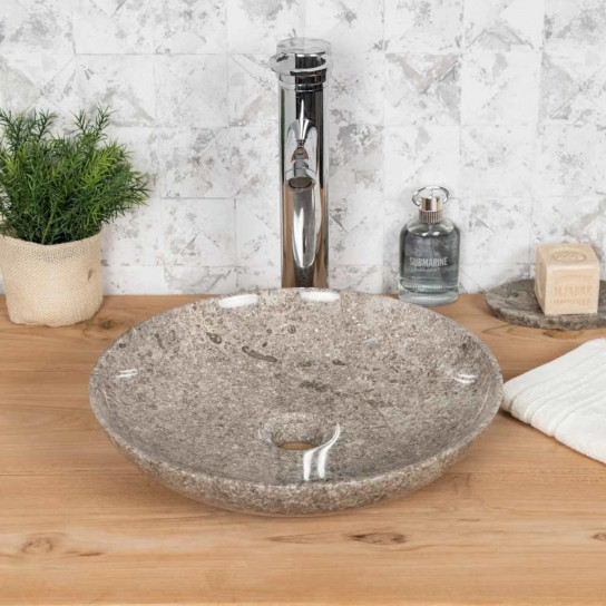 Lavabo encimera de mármol cuarto de baño Lysom 35 cm gris