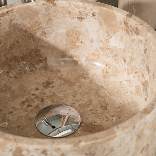 Lavabo encimera de mármol cuarto de baño Ulysse 30 cm crema