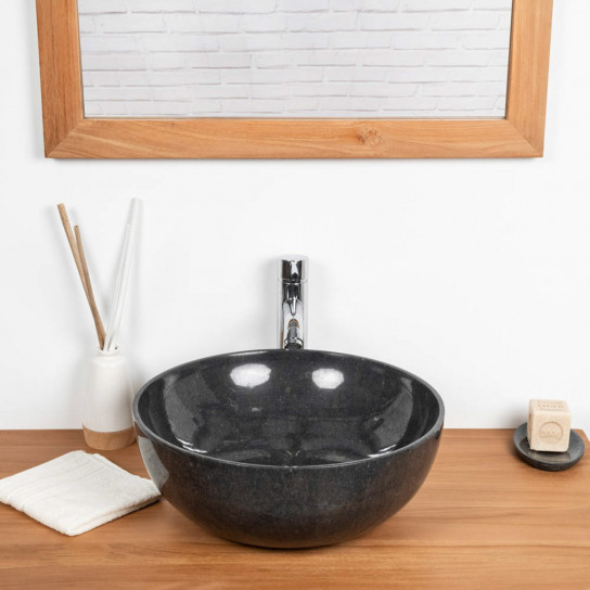 Lavabo encimera de mármol negro cuarto de baño Léa 40 cm
