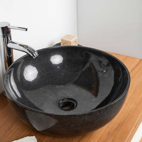 Lavabo encimera de mármol negro cuarto de baño Léa 40 cm