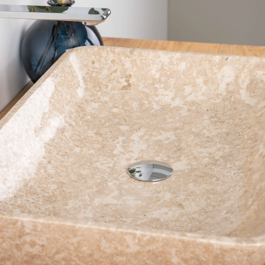 Lavabo encimera de mármol para cuarto de baño carmen crema 60 cm