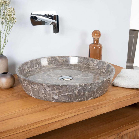 Lavabo encimera de mármol para cuarto de baño Malo gris 45 cm