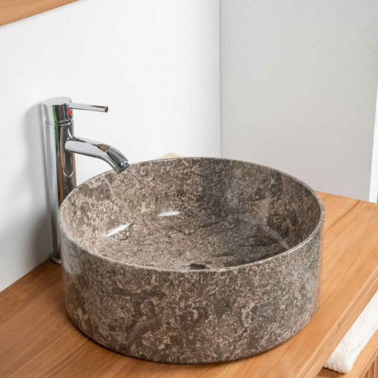 Lavabo encimera de mármol para cuarto de baño Ulysse 40 gris