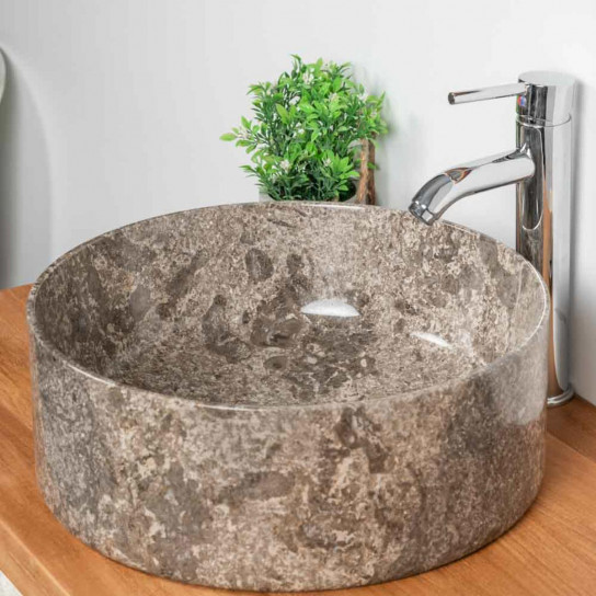 Lavabo encimera de mármol para cuarto de baño Ulysse 40 gris