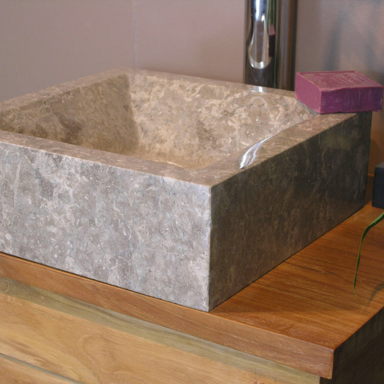 Lavabo sobre encimera de baño Alejandría cuadrado 30x30cm gris