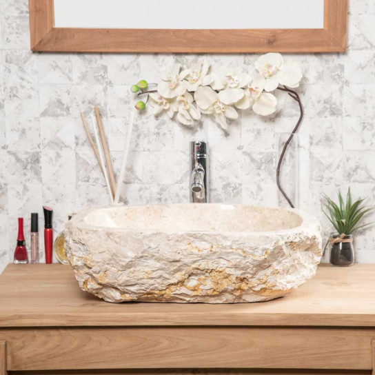 Lavabo sobre encimera de baño Roca de mármol crema 45-55cm