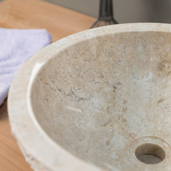 Lavabo sobre encimera de mármol cuarto de baño Vesubio crema 40 cm