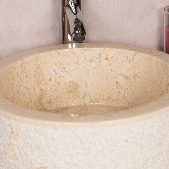 Lavabo sobre encimera para cuarto de baño de mármol Elba crema 35
