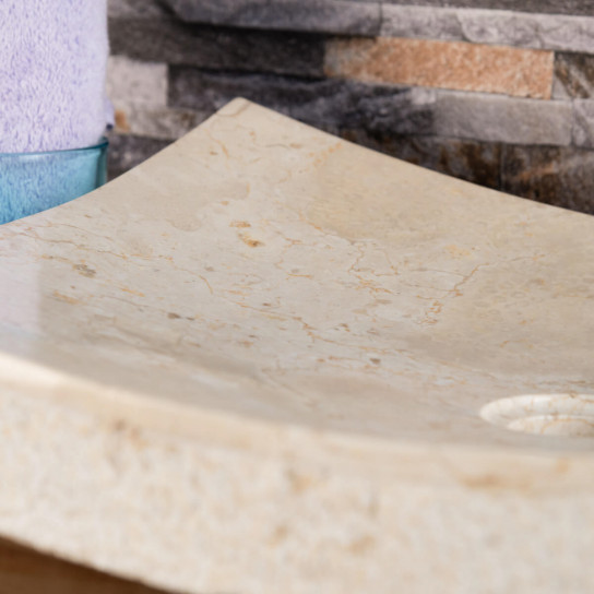 Lavabo sobre encimera rectángulo 50 cm de piedra mármol Génova crema