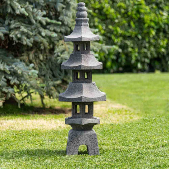 Linterna japonesa pagoda de piedra de lava jardín zen 100 cm