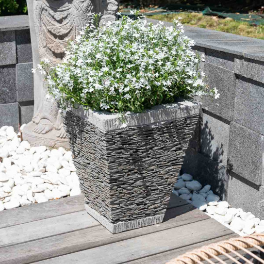 Maceta tiesto jardinera cuadrada pizarra alto 50 cm piedra natural