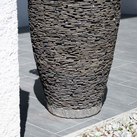 Maceta tiesto jardinera ovalada pizarra 80 cm jardín piedra natural