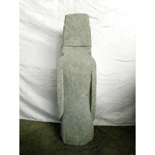 Moai polinesio de pie en piedra volcánica jardín zen 80 cm