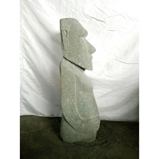 Moai polinesio de pie en piedra volcánica jardín zen 80 cm