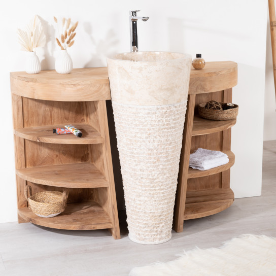 Mueble para cuarto de baño de teca Florencia 120 cm + lavabo crema