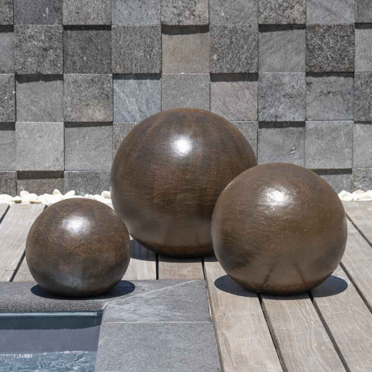 Trio bolas decorativas para exterior marrón