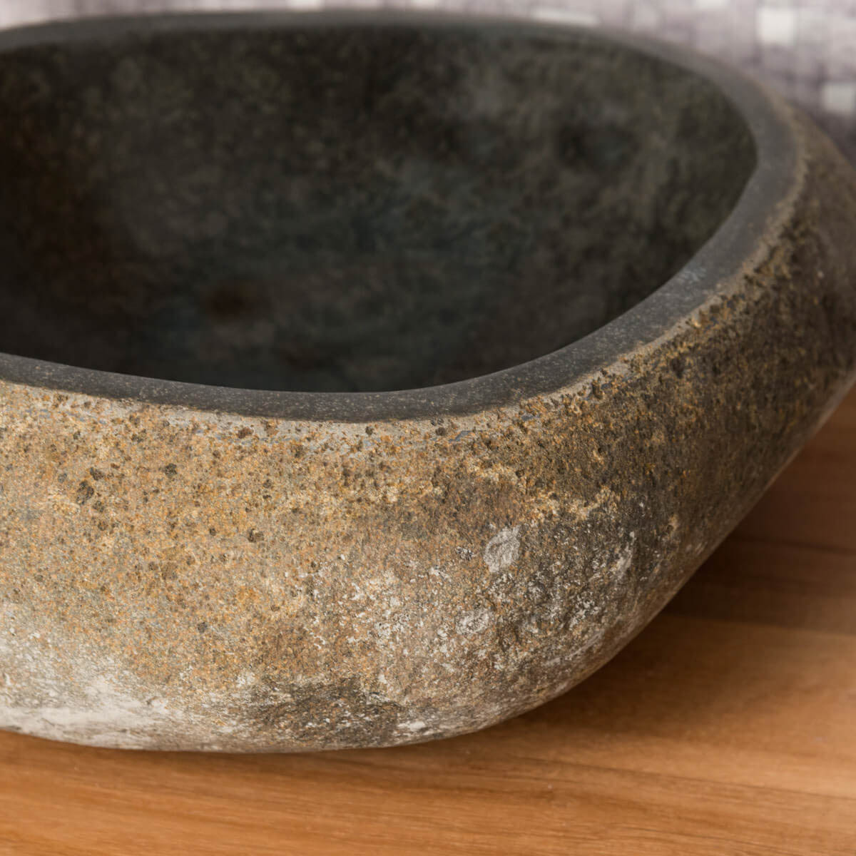 lavabo sobre encimera de piedra de río para baño: natural, redondo,  diámetro: 30 cm