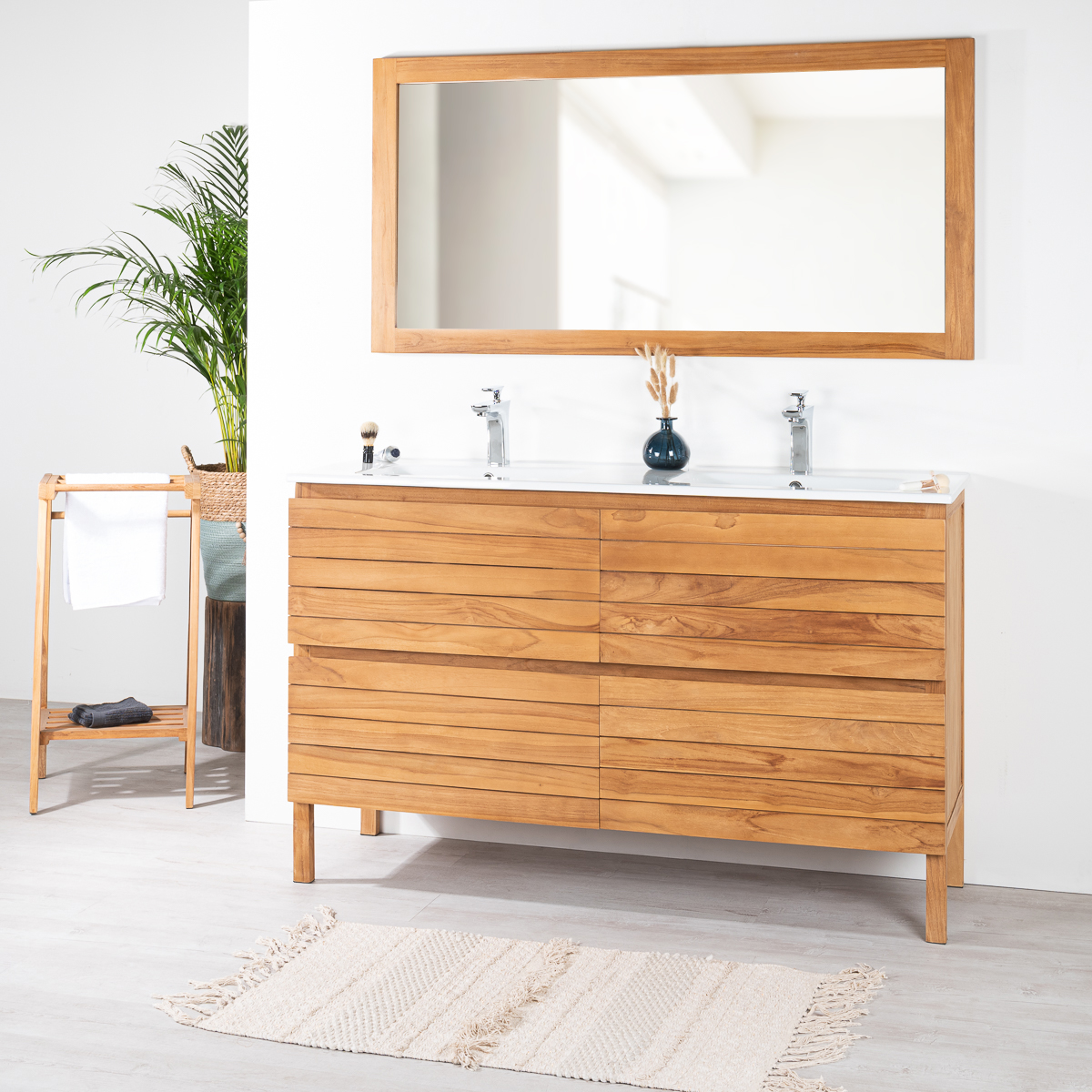 Mueble baño de teca y lavabo 140 cm - Wanda collection
